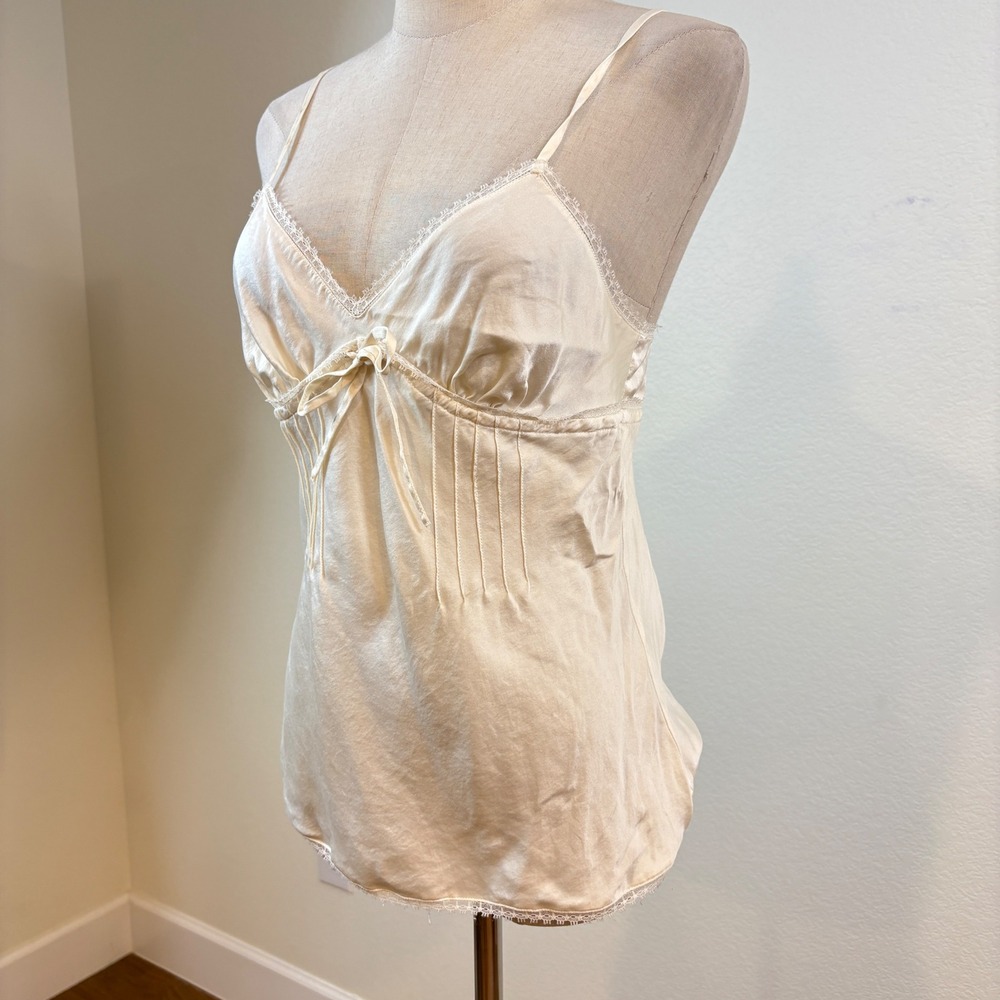 Intimissimi Silk Camisole Women S Lace Pintuck Pleated Top Coquette Milkmaid - Picture 2 of 12